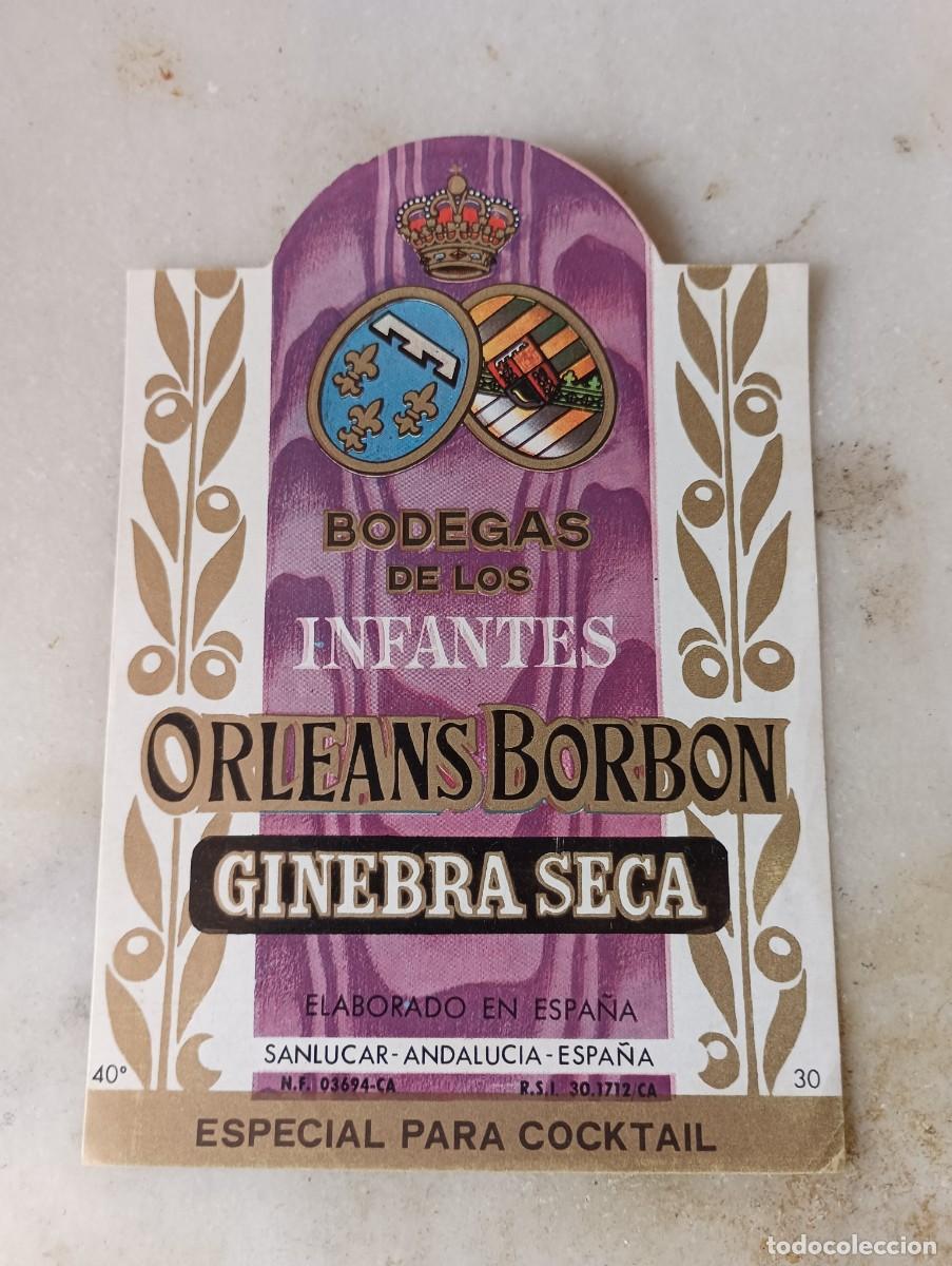 Etiquetas antiguas: Etiqueta ginebra Sanl&uacute;car Orellana y Borb&oacute;n