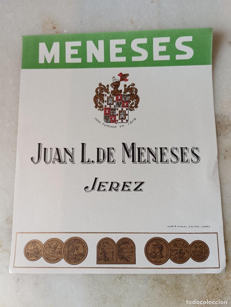 Etiquetas antiguas: Antigua etiqueta vino jerez juan L&oacute;pez de Meneses