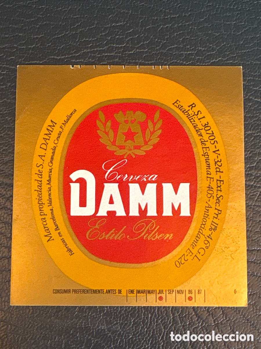 Etiquetas antiguas: ETQIUETA SIN PEGAR CERVEZA DAMM ESTILO PILSEN ( BOTELLA 32 CL)