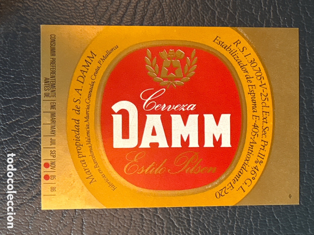 Etiquetas antiguas: ETIQUETA CERVEZA DAMM SIN PEGAR ESTILO PILSEN BOTELLA 25 CL