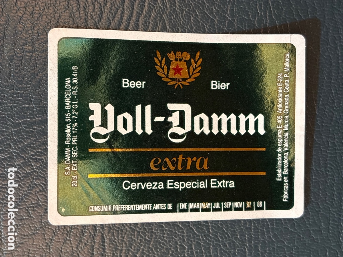 Etiquetas antiguas: ETIQUETA CERVEZA VOLL DAMM EXTRA