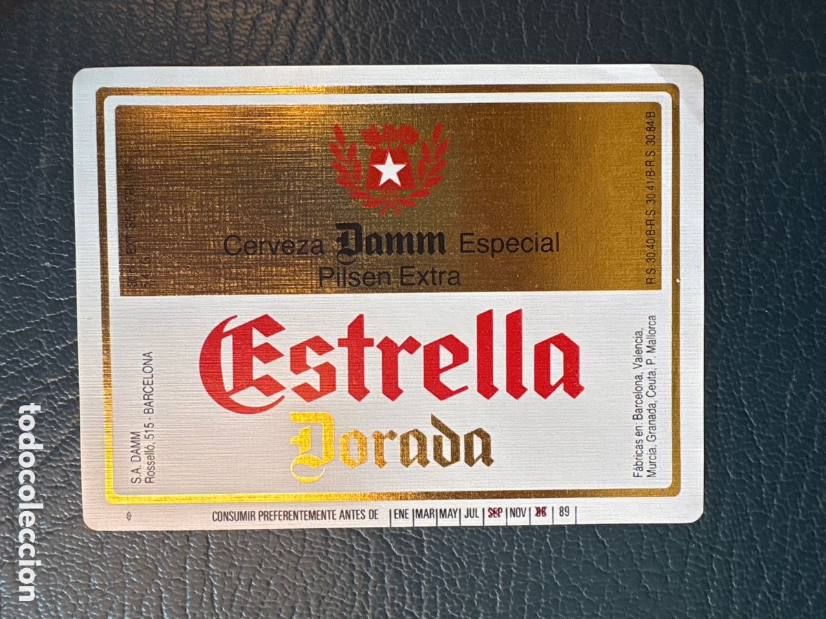 Old Labels: ETIQUETA CERVEZA DAMM PILSEN EXTRA ESTRELLA DORADA 30 CL