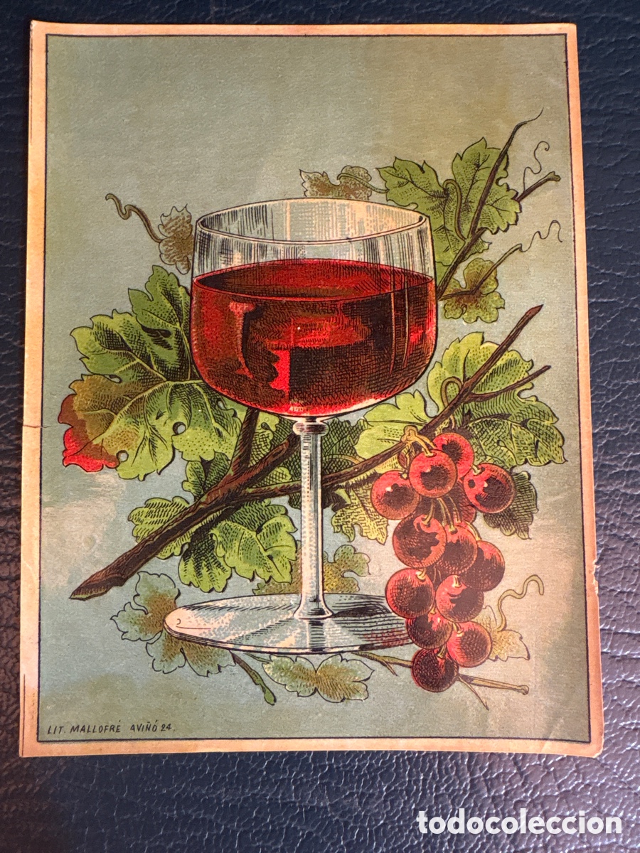 Etiquetas antiguas: ETIQUETA ANTIGUA PARA LICOR O VINO ( MOSTO UVAS SIMILAR , LIT MALLOFR&Eacute;)