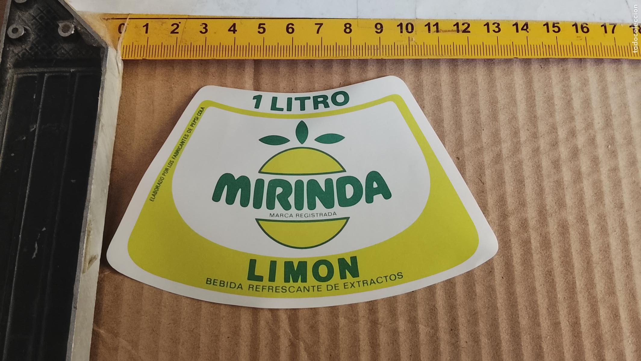 Etiquetas antiguas: antigua etiqueta original SIN PEGAR , de BOTELLA REFRESCOS mirinda 1 litro