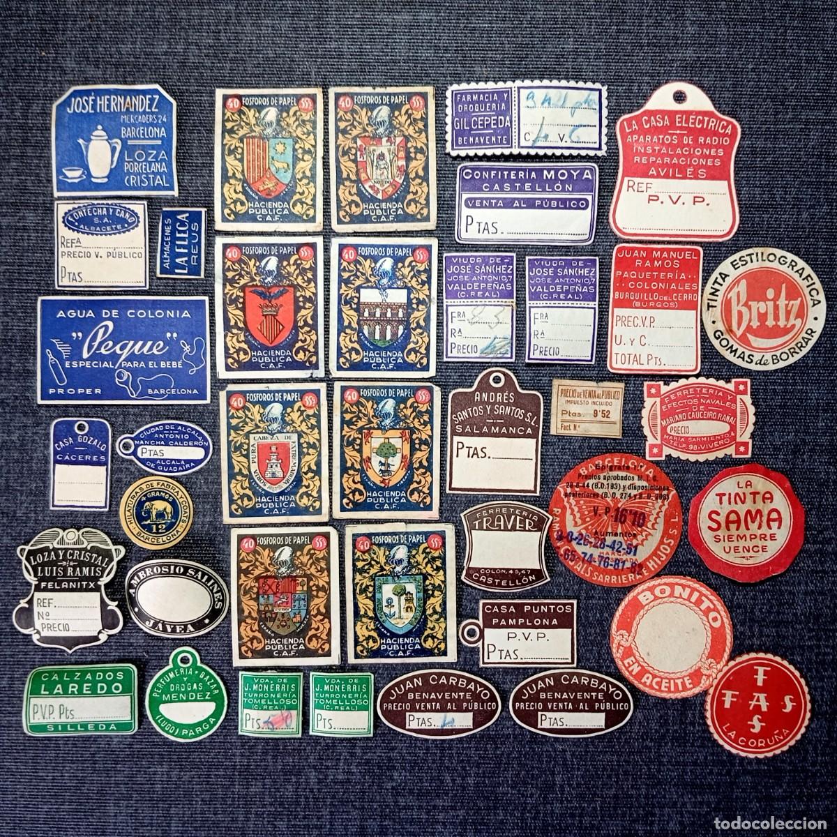 Etiquetas antiguas: ⚜️ C007X. Lote 39 Etiquetas Comerciales Antiguas - Reus Castellon Pamplona Tinta Perfumeria Ephemera