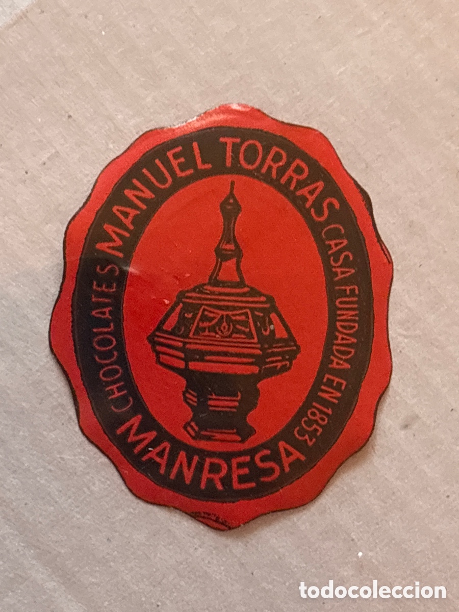 Etiquetas antiguas: Etiqueta de chocolates Manuel Torras de Manresa - fundada en 1853 ( pegatina )