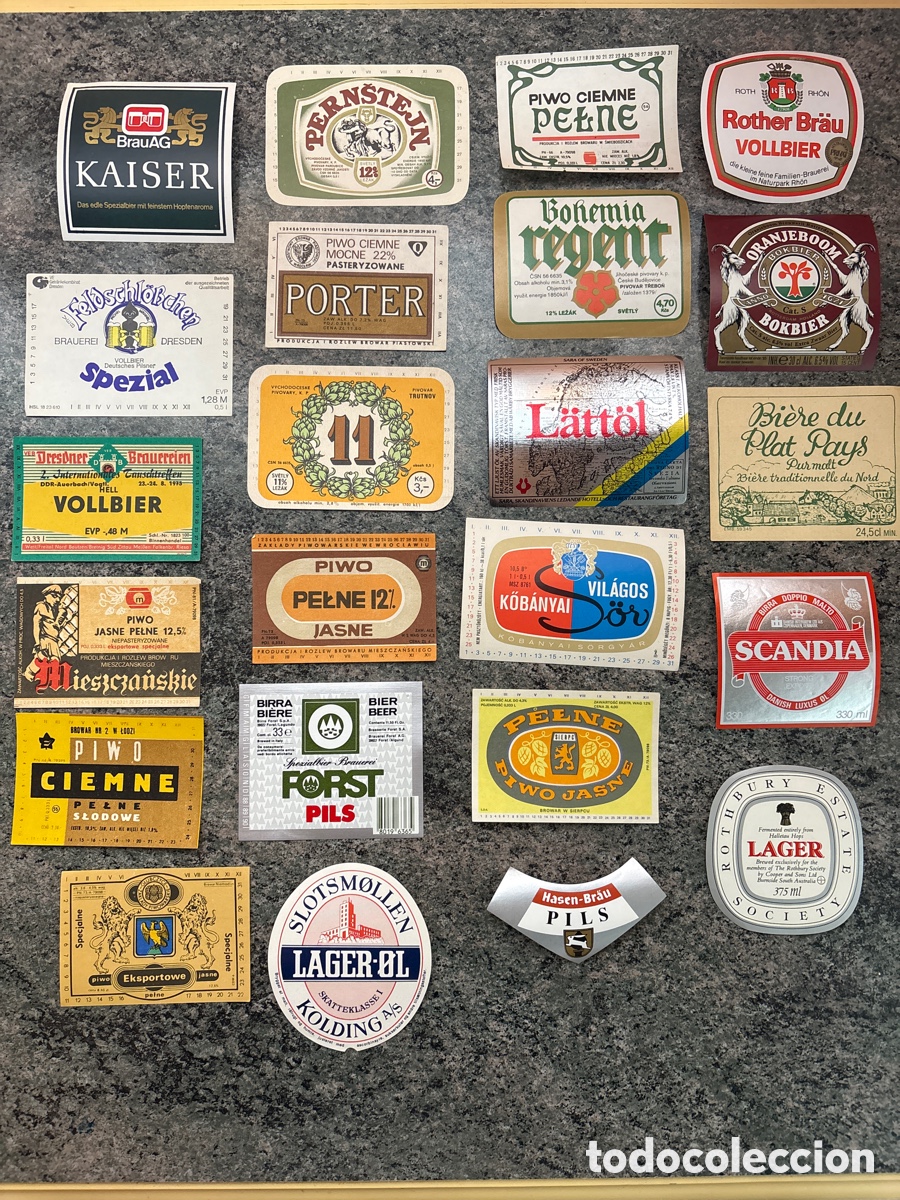 Etiquetas antiguas: LOTE DE 23 ETIQUETAS DE CERVEZA DIFERENTES
