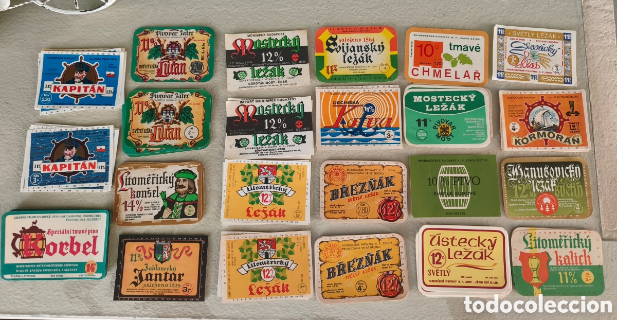 Etiquetas antiguas: 23 etiquetas de cerveza, Cervecera SEVEROCESKE, Checoslovaquia anteriores a 1970