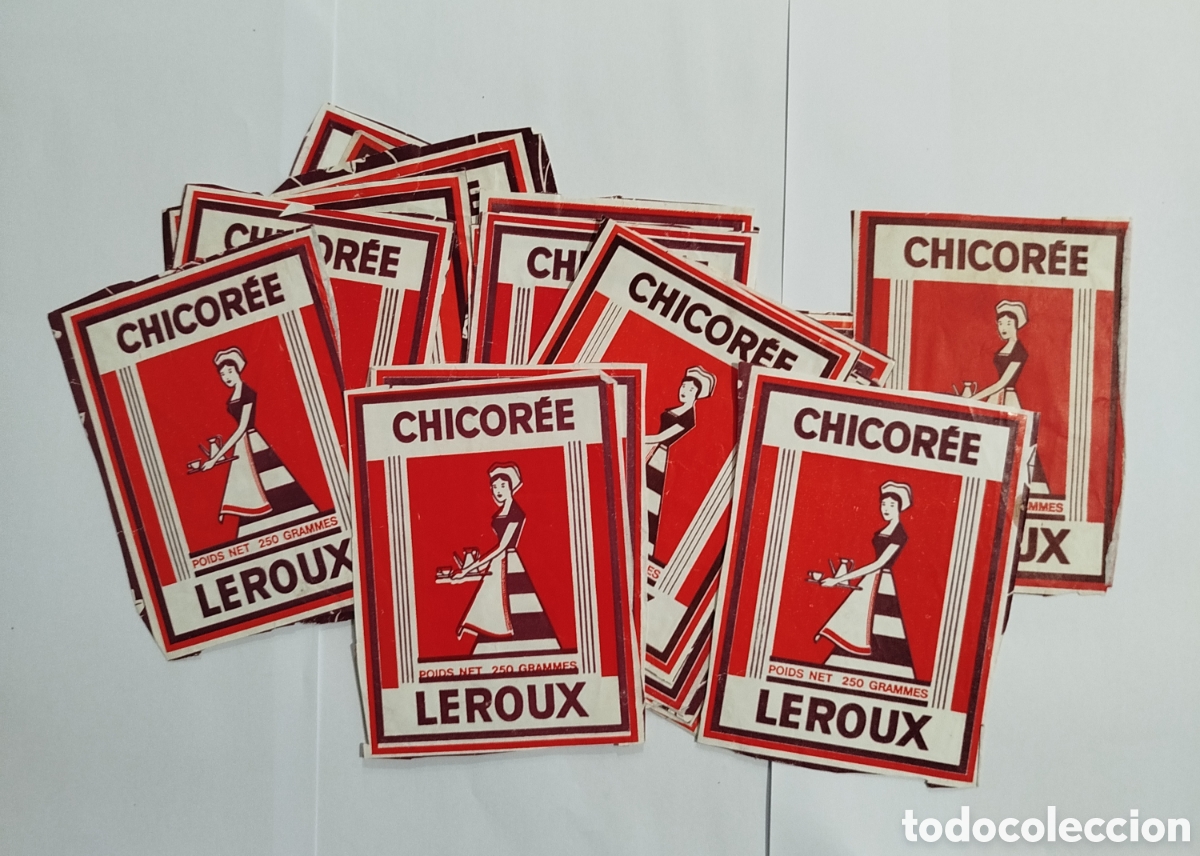 Etiquetas antiguas: A&Ntilde;OS 50 PUBLICIDAD FRANCESA VINTAGE LOTE 20 ETIQUETAS ANTIGUAS PUBLICITARIA Chicoria Chicor&eacute;e LEROUX