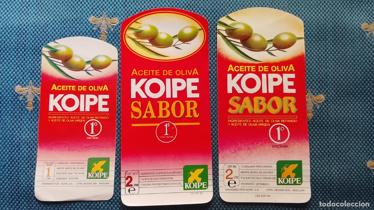 Etiquetas antiguas: HAGA SU OFERTA - 3 ANTIGUAS ETIQUETAS DIFERENTES aceite de oliva koipe a&ntilde;os 90