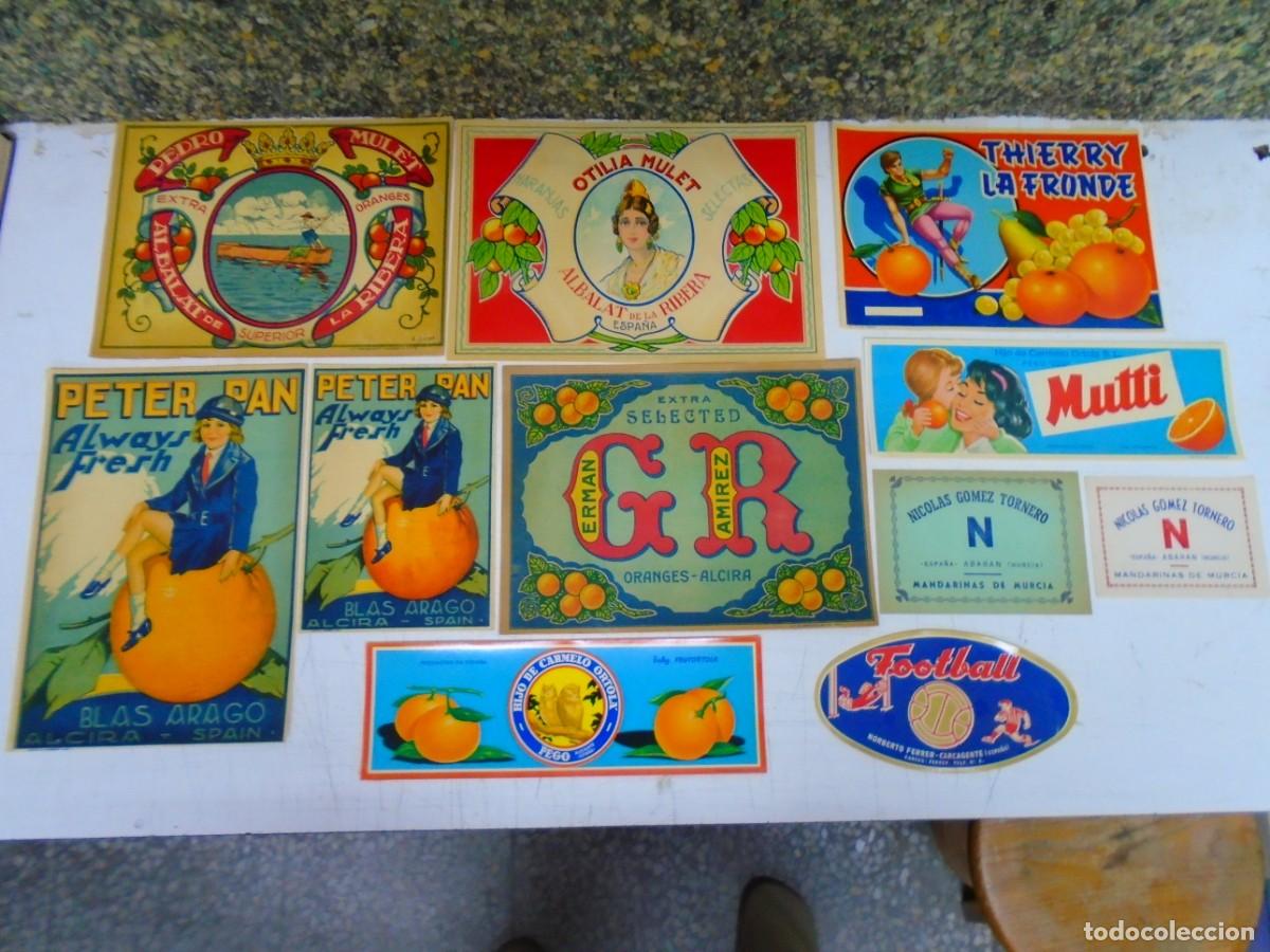 Old Labels: LOTE DE ONCE ANTIGUAS ETIQUETAS DE NARANJAS,VER FOTOS.