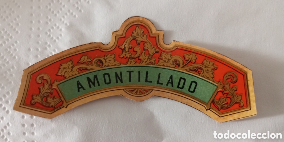 Etiquetas antiguas: Etiqueta de vino amontillado .mide 8 cms