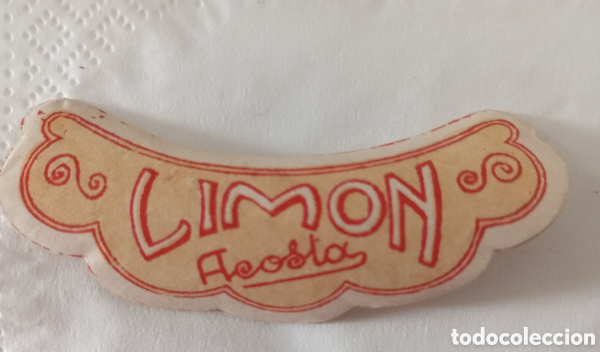 Etiquetas antiguas: Etiqueta lim&oacute;n Acosta . Chiclana de la Frontera.mide 7.50 cms