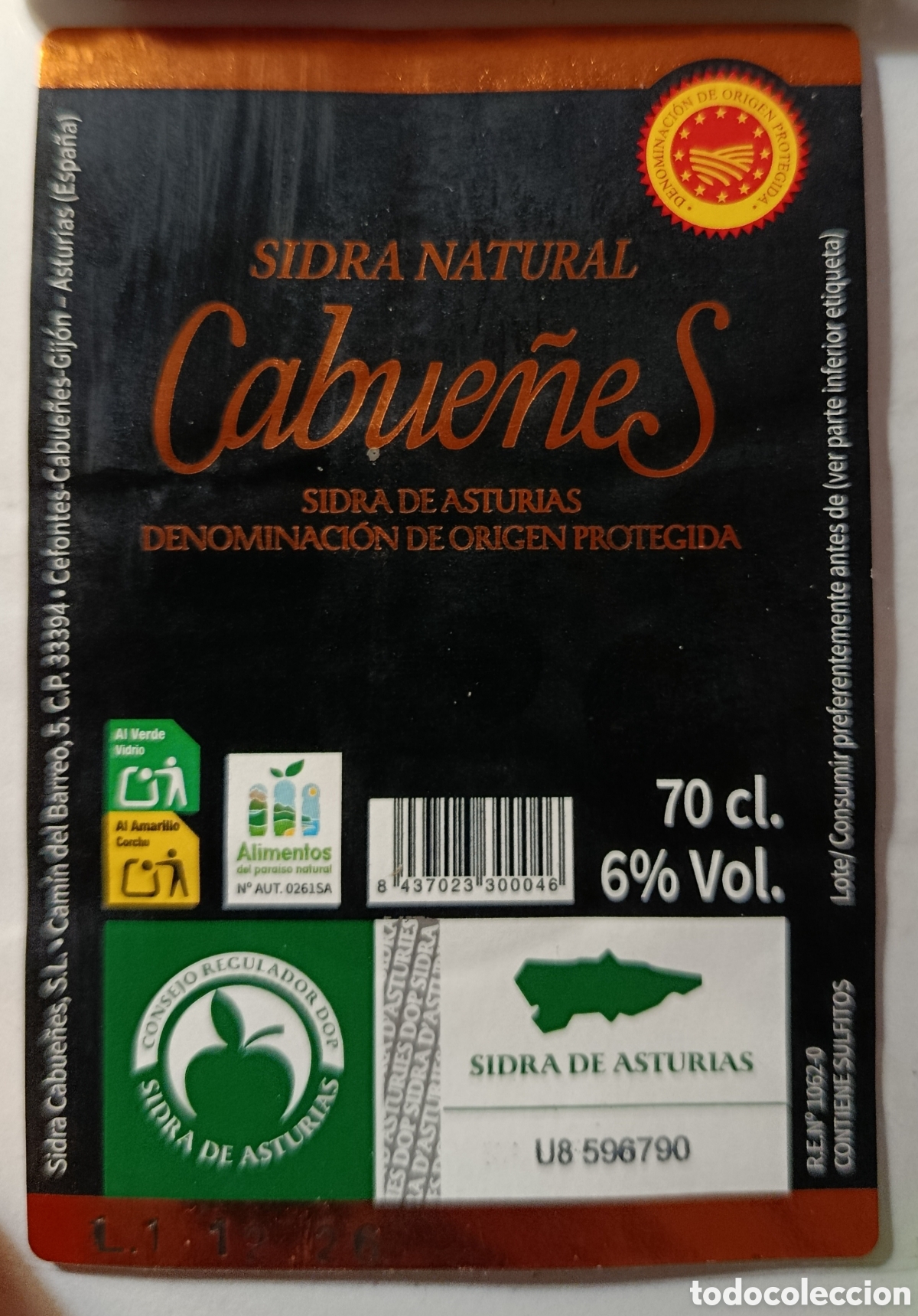Etiquetas antiguas: ETIQUETA SIDRA CABUE&Ntilde;ES