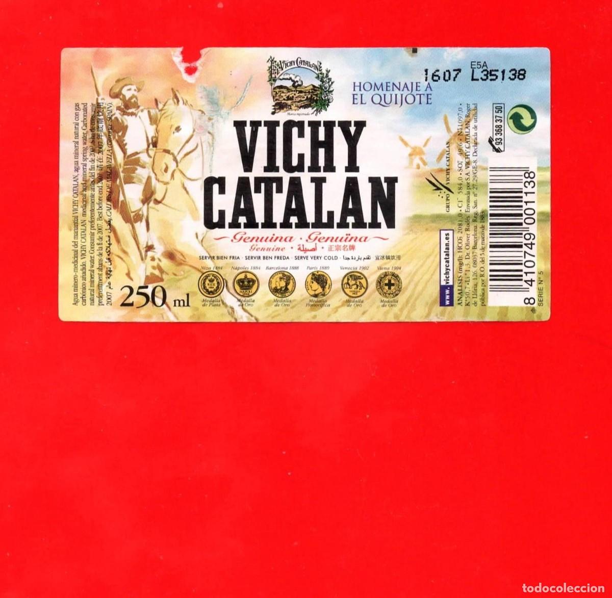 Etiquetas antiguas: ETIQUETA de Agua VICHY CATALAN 250 cl - Homenaje al Quijote