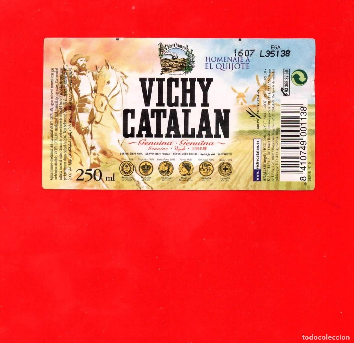 Etiquetas antiguas: ETIQUETA de Agua VICHY CATALAN 250 cl - Homenaje al Quijote