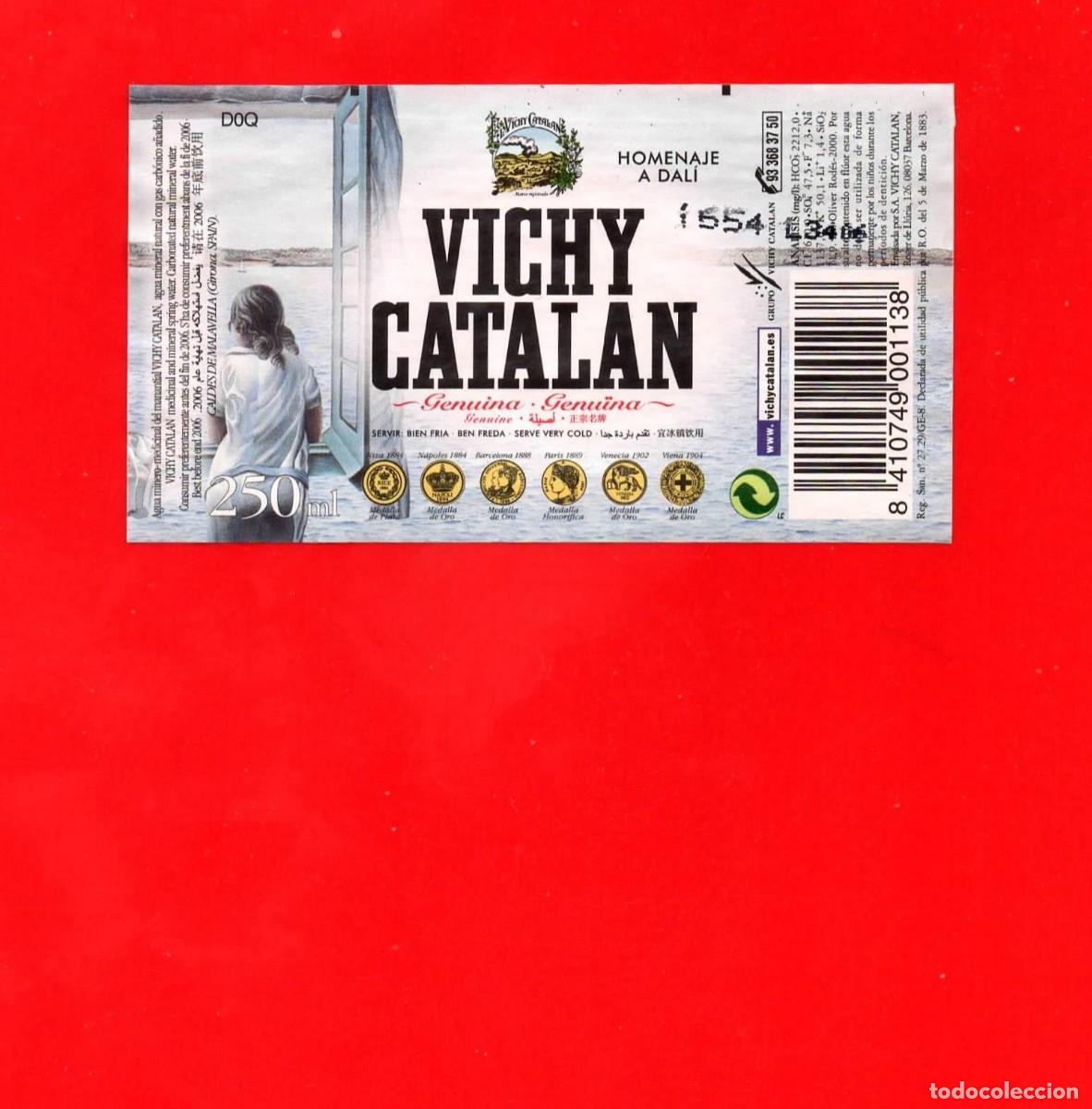 Etiquetas antiguas: ETIQUETA de Agua VICHY CATALAN 250 cl - Homenaje a Dal&iacute;
