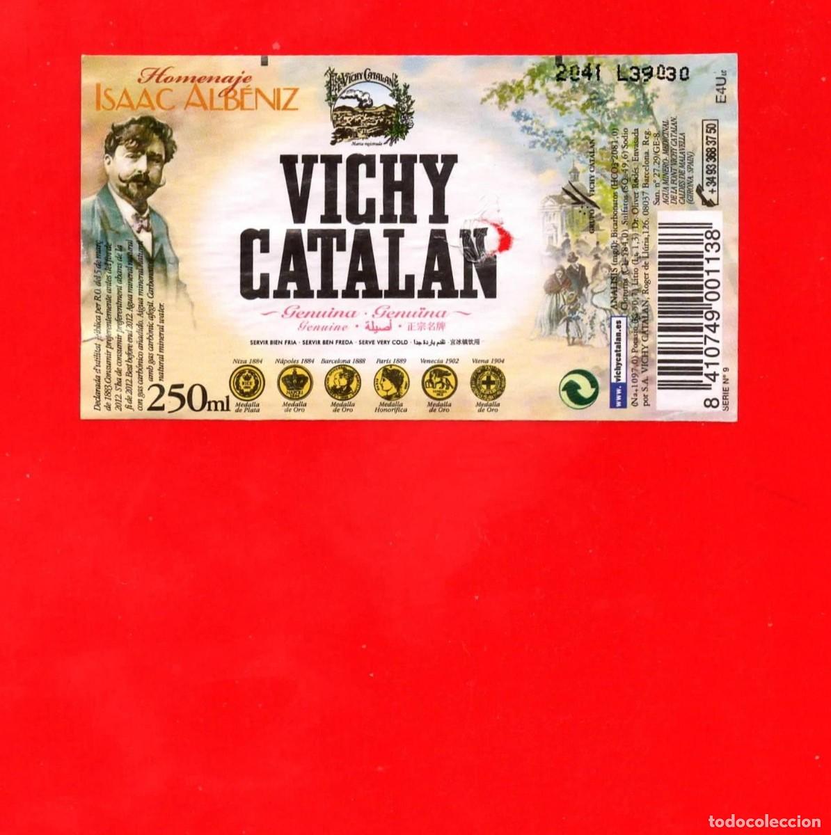 Etiquetas antiguas: ETIQUETA de Agua VICHY CATALAN 250 cl - Homenaje a Isaac Alb&eacute;niz