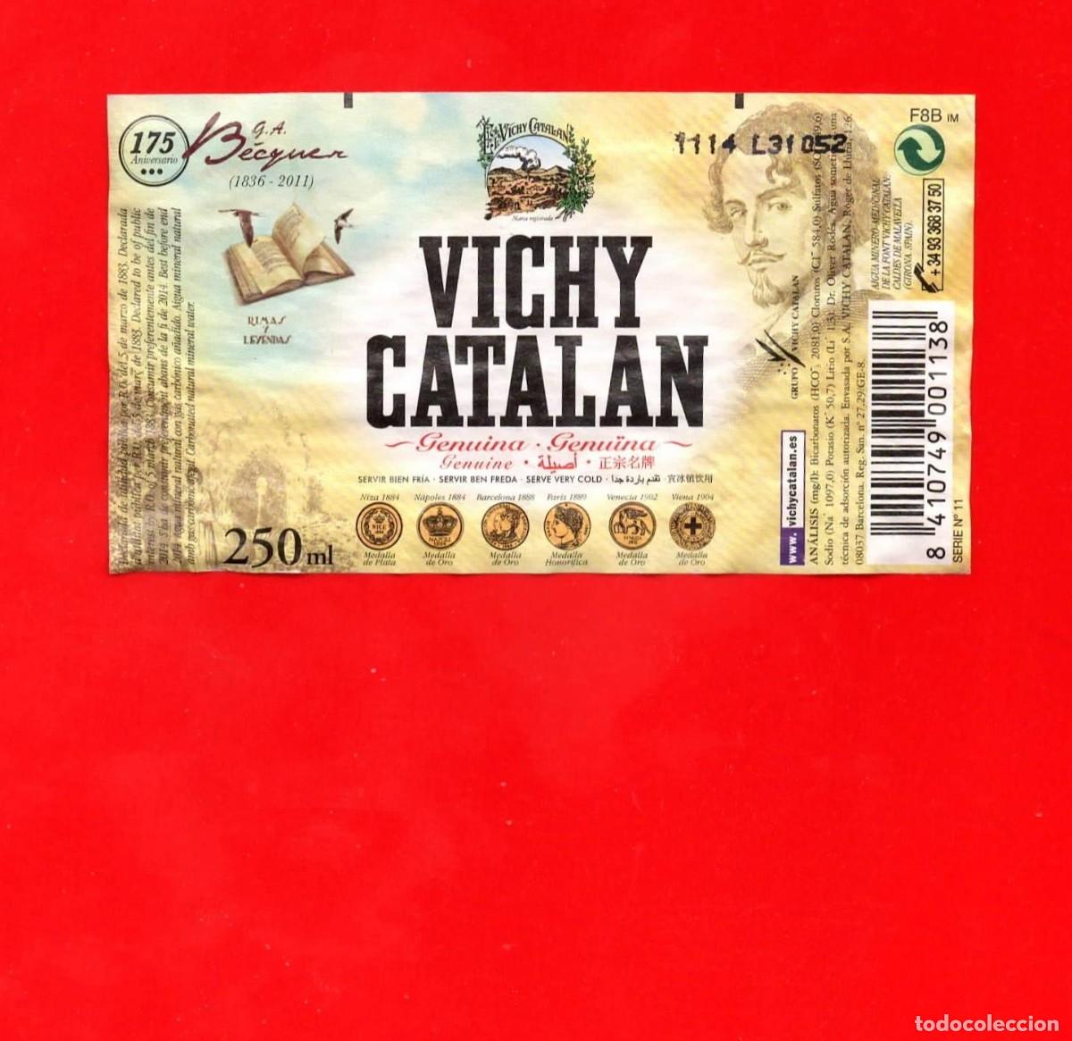Etiquetas antiguas: ETIQUETA de Agua VICHY CATALAN 250 cl - B&eacute;cquer
