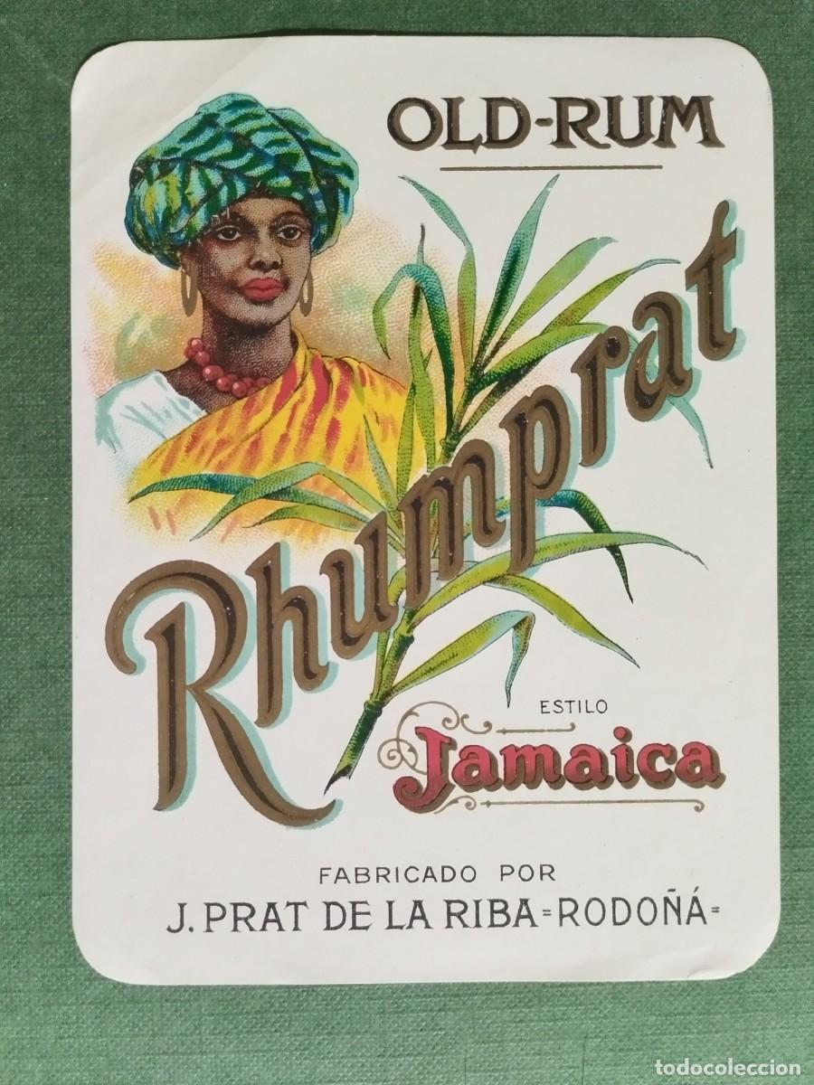 Etiquetas antiguas: ETIQUETA LICOR OLD-RUM ESTILO JAMAICA FABRICA J.PRAT DE LA RIBA - RODO&Ntilde;A CROMOLITOGRAFIA