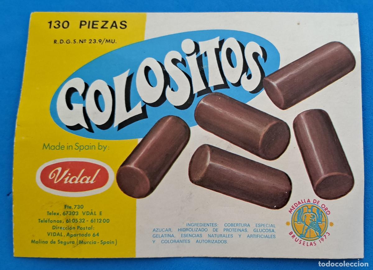 Etiquetas antiguas: GOLOSITOS - CART&Oacute;N CAJA - A&Ntilde;OS 70 - VIDAL - MOLINA DE SEGURA ( Murcia )