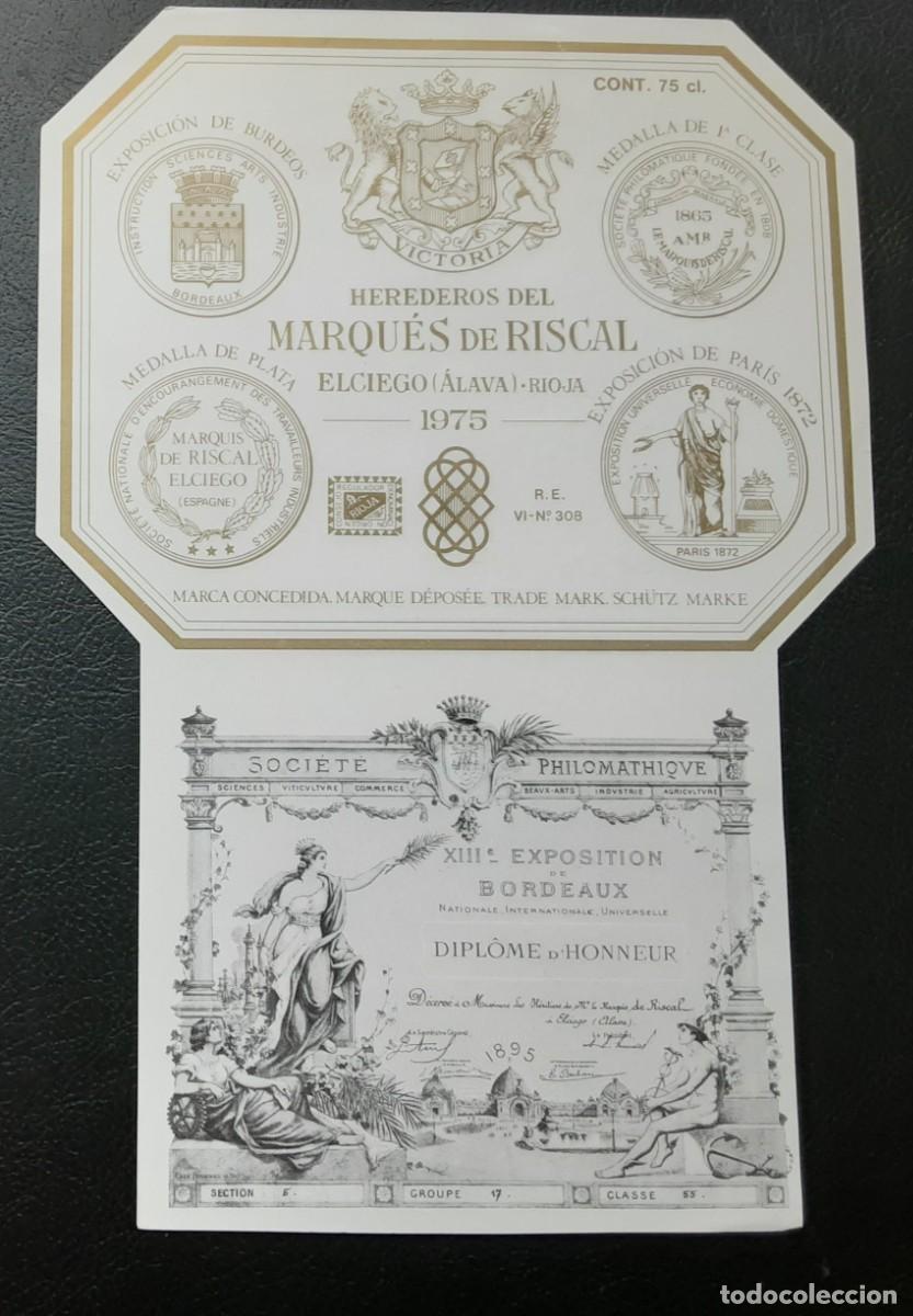 Etiquetas antiguas: MARQU&Eacute;S DE RISCAL 1975, ELCIEGO ( &Aacute;LAVA)- RIOJA