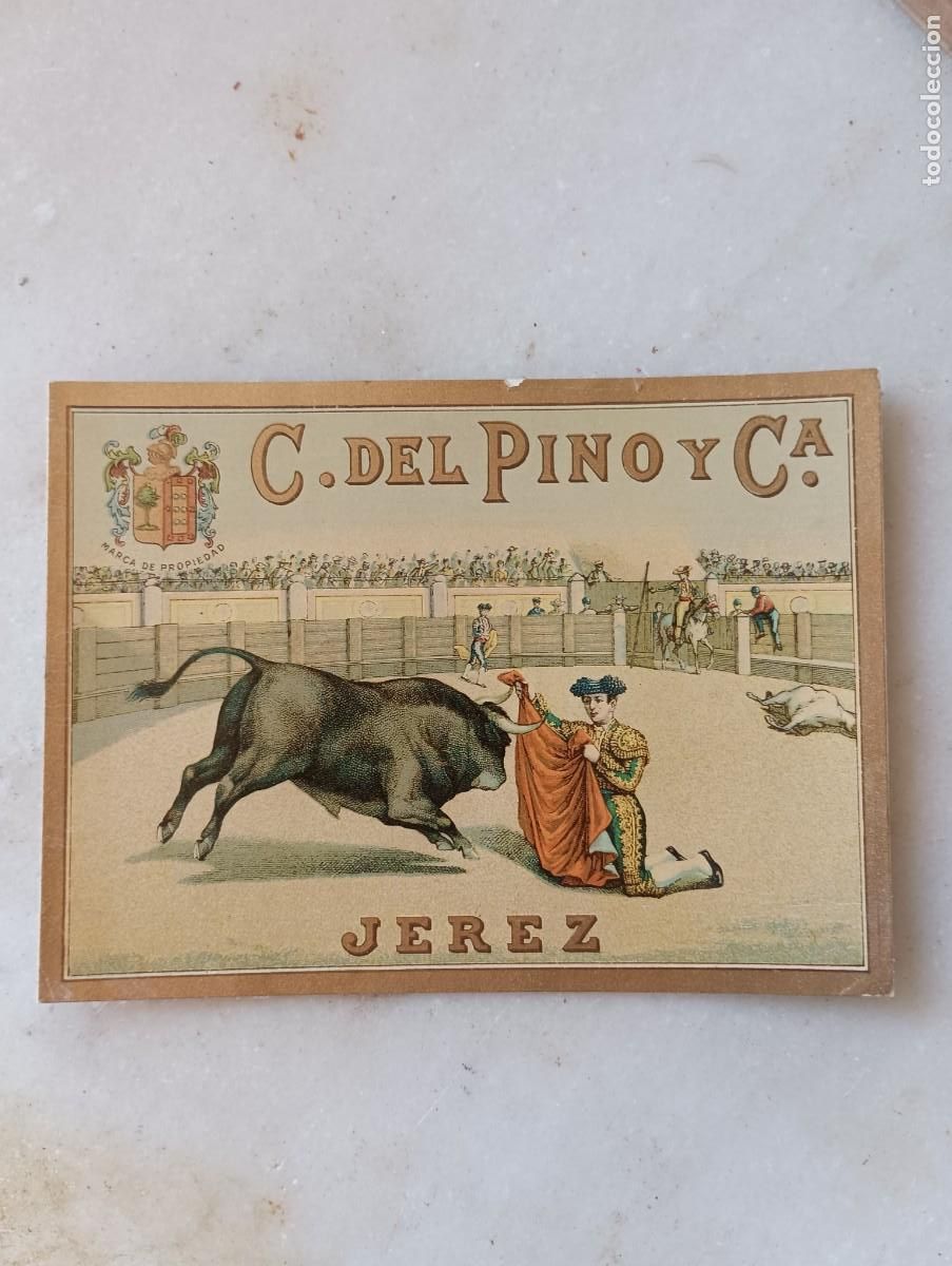 Etiquetas antiguas: Antigua etiqueta vino jerez torero Cayetano del pino