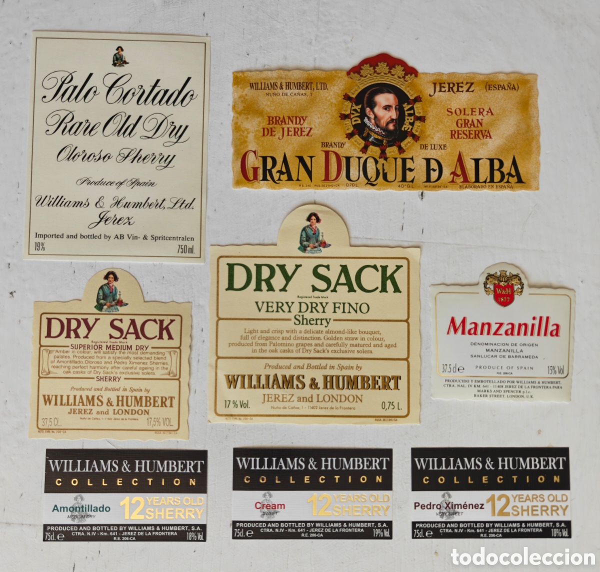 Etiquetas antiguas: Lote Etiquetas Brandy Vinos Williams & Humbert