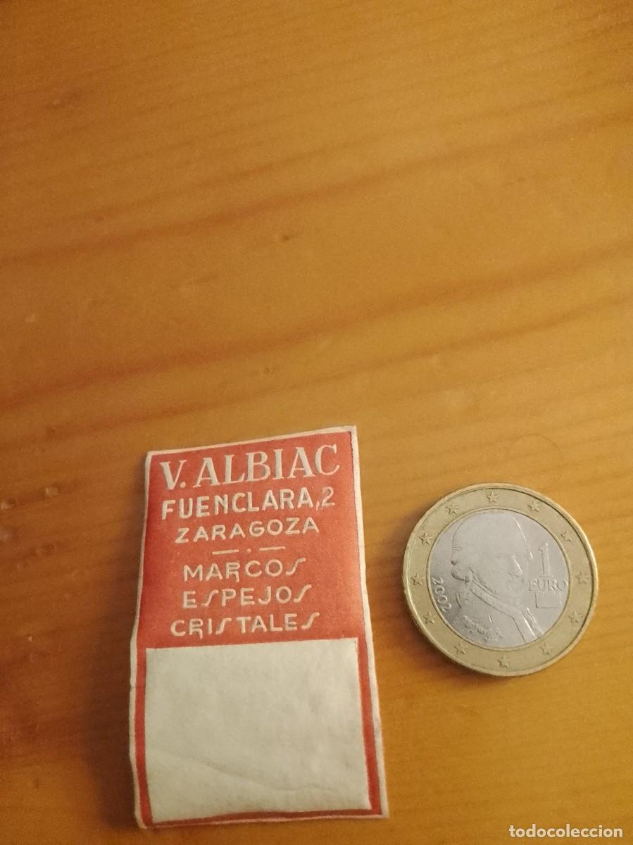 Etiquetas antiguas: Etiqueta a&ntilde;os 40 50 v. Albiac cristales Zaragoza