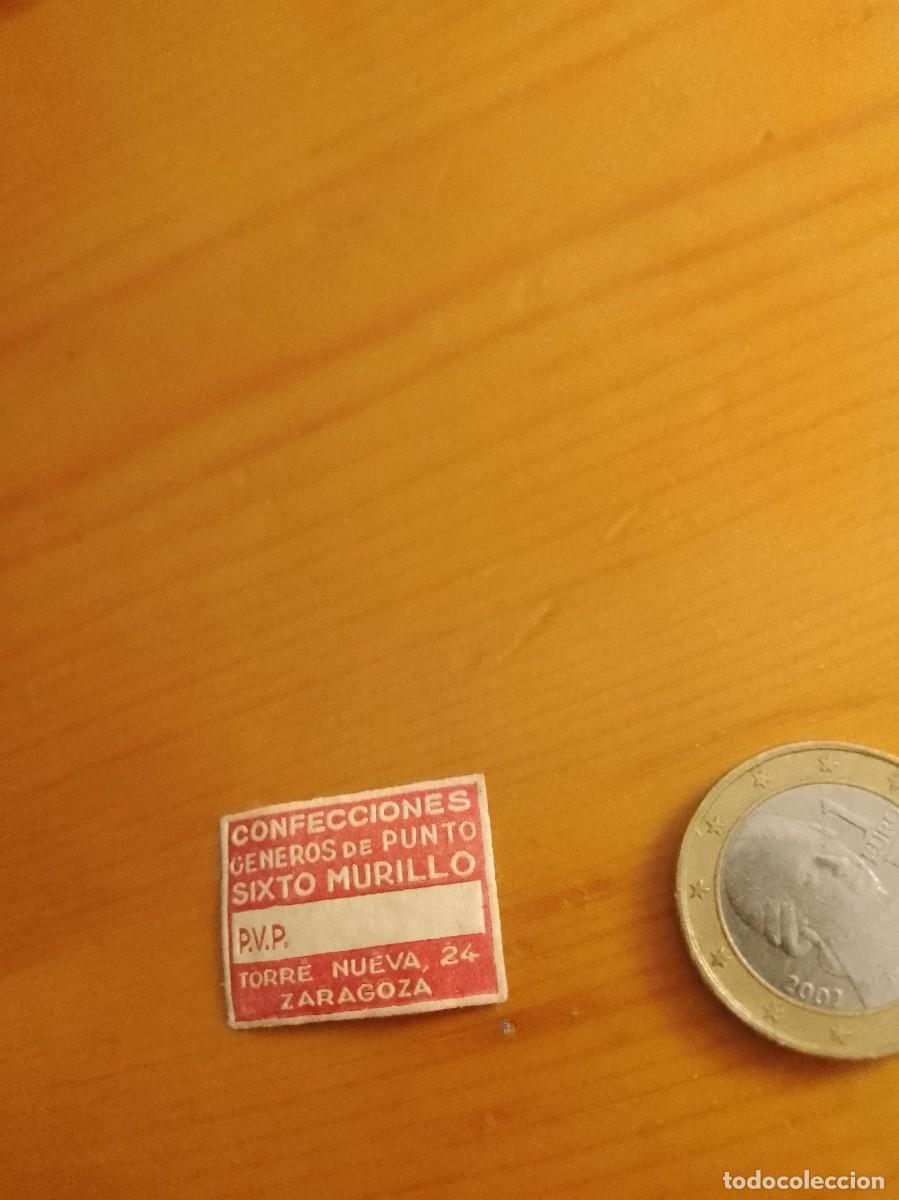 Etiquetas antiguas: Etiqueta a&ntilde;os 40 50 confecciones Murillo Zaragoza