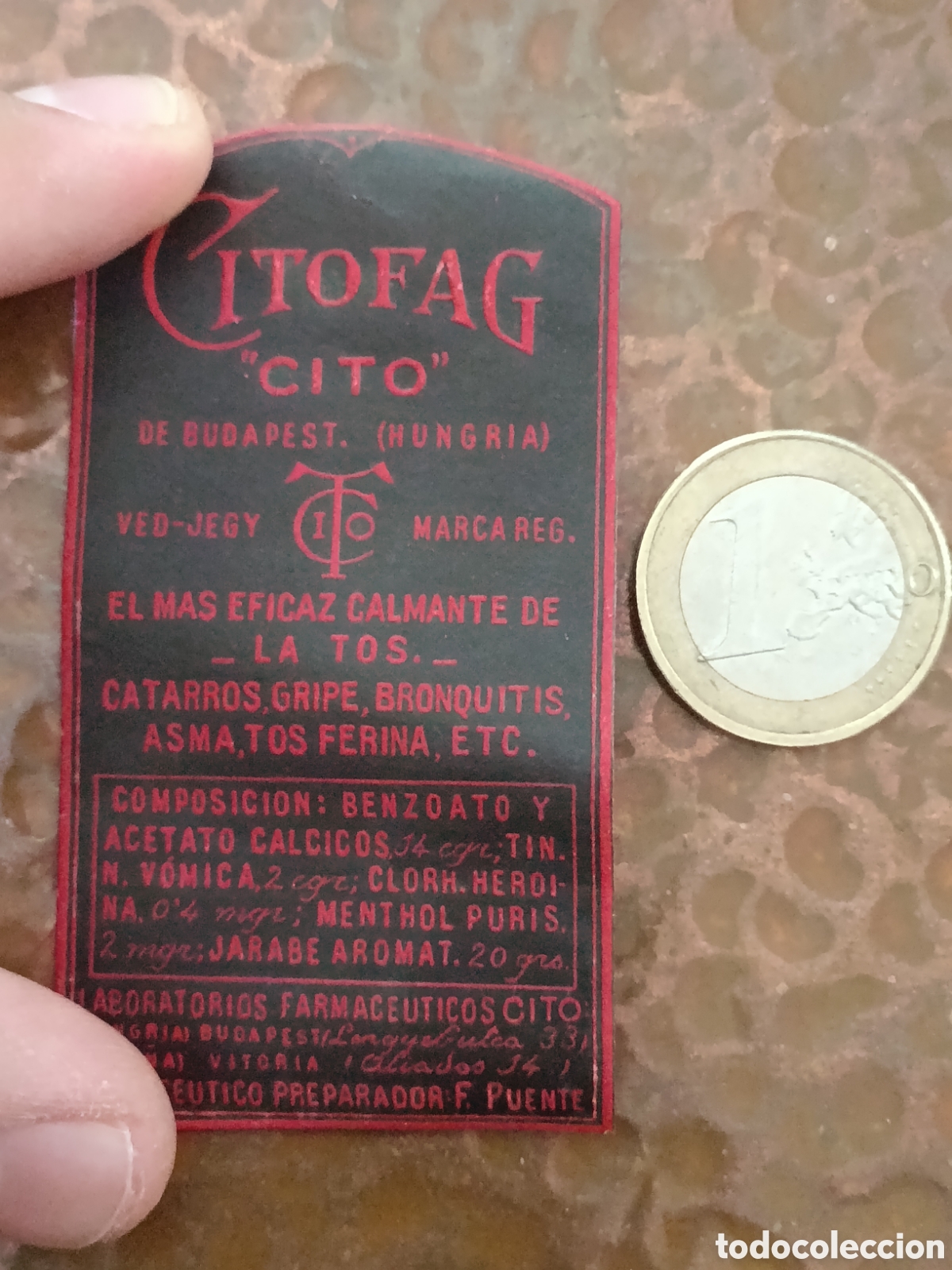 Etiquetas antiguas: CITOFAG CITO HUNGRIA [ ETIQUETA A&Ntilde;OS 30-40 ]