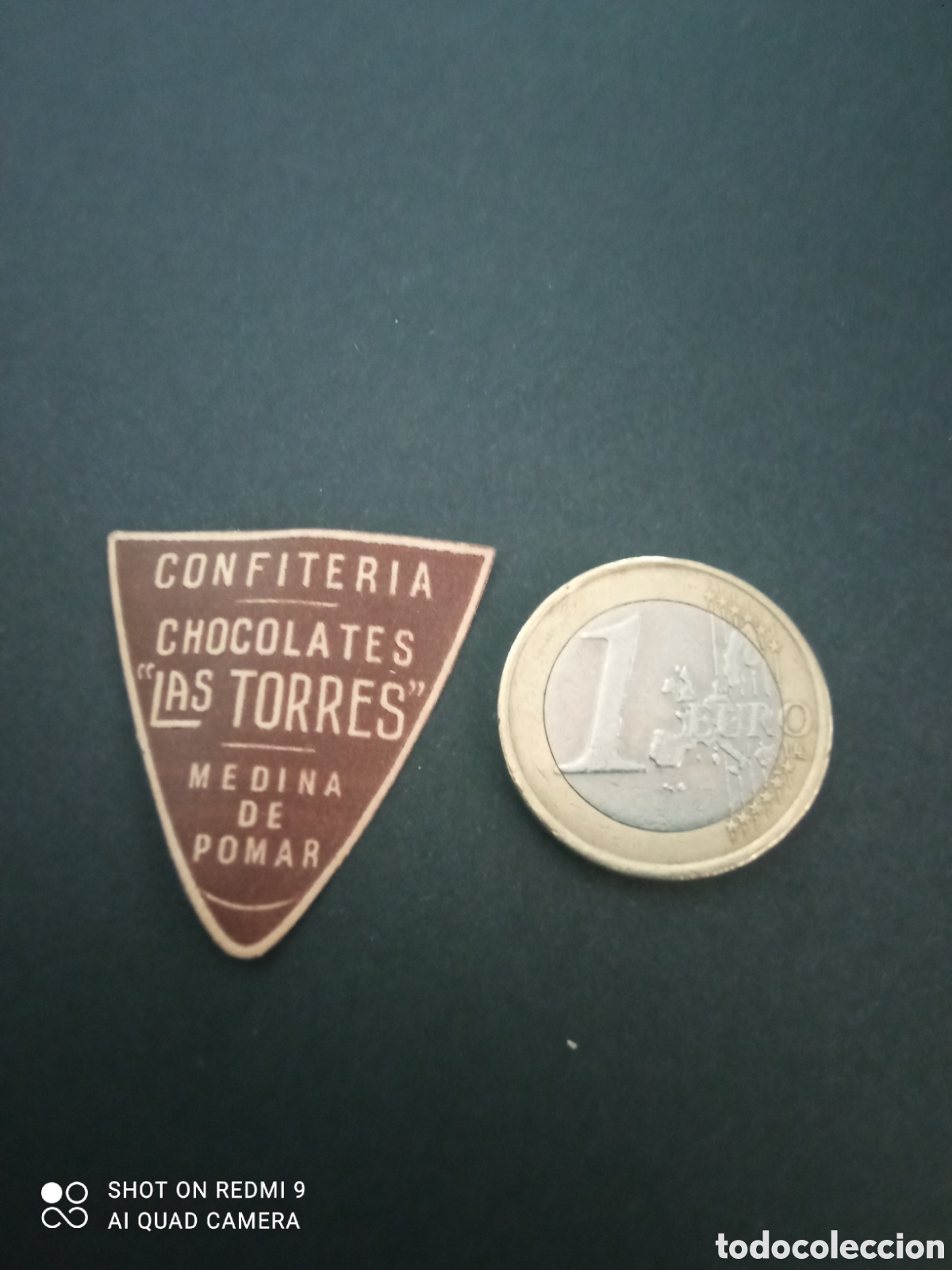 Etiquetas antiguas: ( etiqueta a&ntilde;os 30 40) confiter&iacute;a chocolates las torres Medina de Pomar