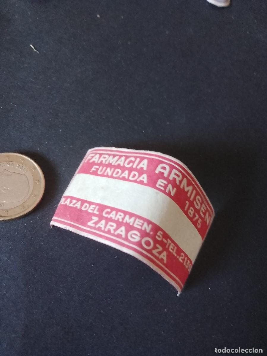 Etiquetas antiguas: Etiqueta a&ntilde;os 40 50 farmacia armisen Zaragoza