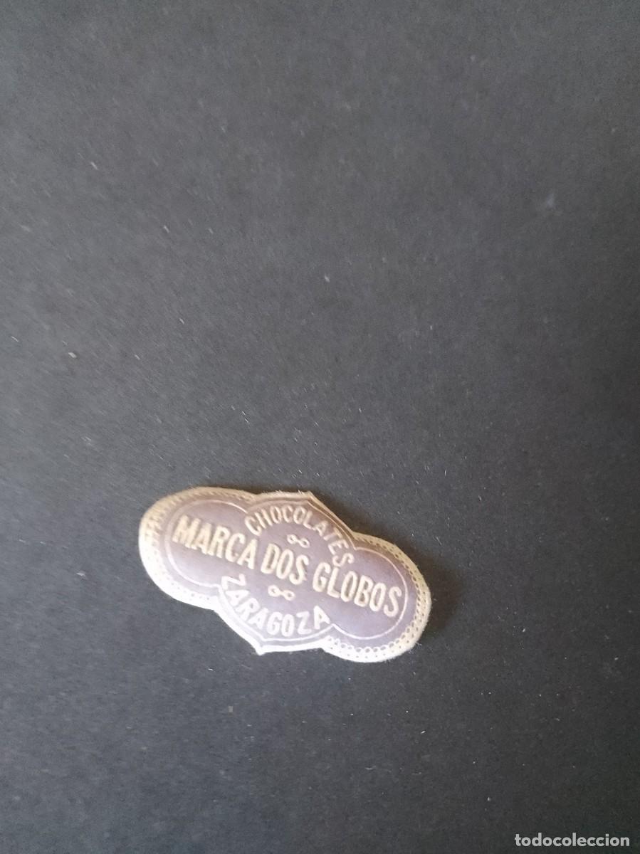 Etiquetas antiguas: Etiqueta a&ntilde;os 40 50 chocolates globos Zaragoza