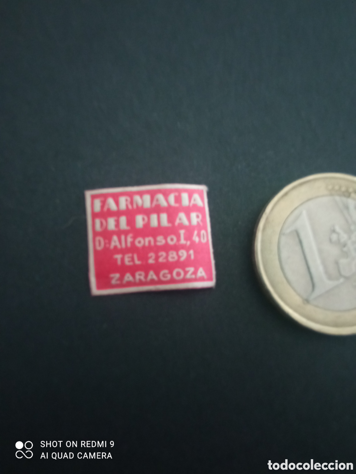 Etiquetas antiguas: ( etiqueta a&ntilde;os 30 40) farmacia del pilar Zaragoza