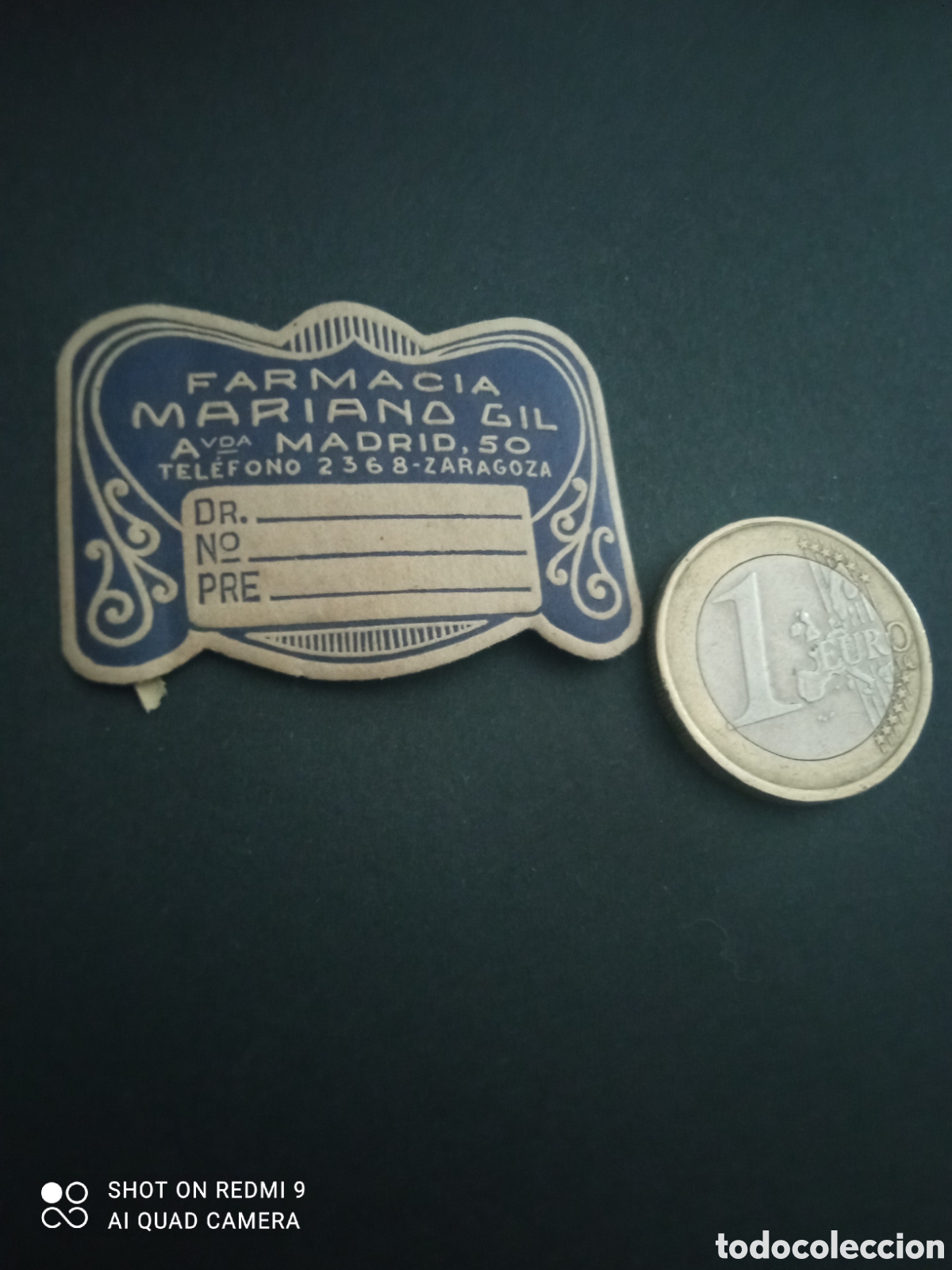 Etiquetas antiguas: ( etiqueta a&ntilde;os 30 40) farmacia mariano gil zaragoza