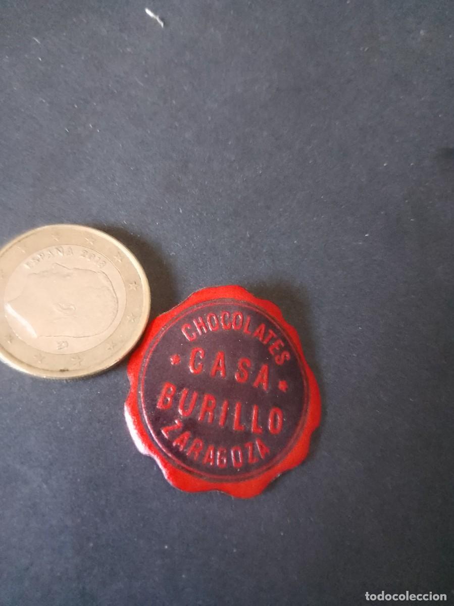Etiquetas antiguas: Etiqueta a&ntilde;os 40 50 chocolates casa burillo Zaragoza