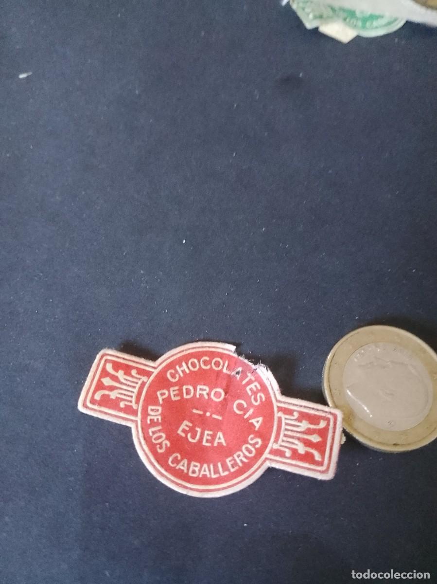 Etiquetas antiguas: Etiqueta a&ntilde;os 40 50 chocolates pedro cia Ejea de los caballeros