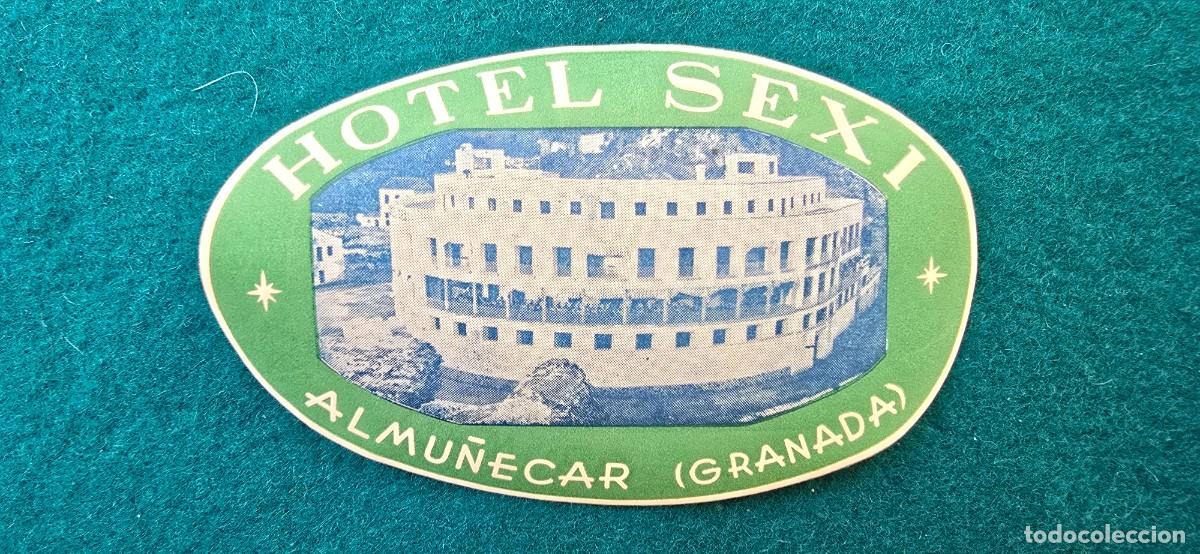 Etiquetas antiguas: ETIQUETA HOTEL SEXI (ALMU&Ntilde;ECAR) GRANADA - ESPA&Ntilde;A