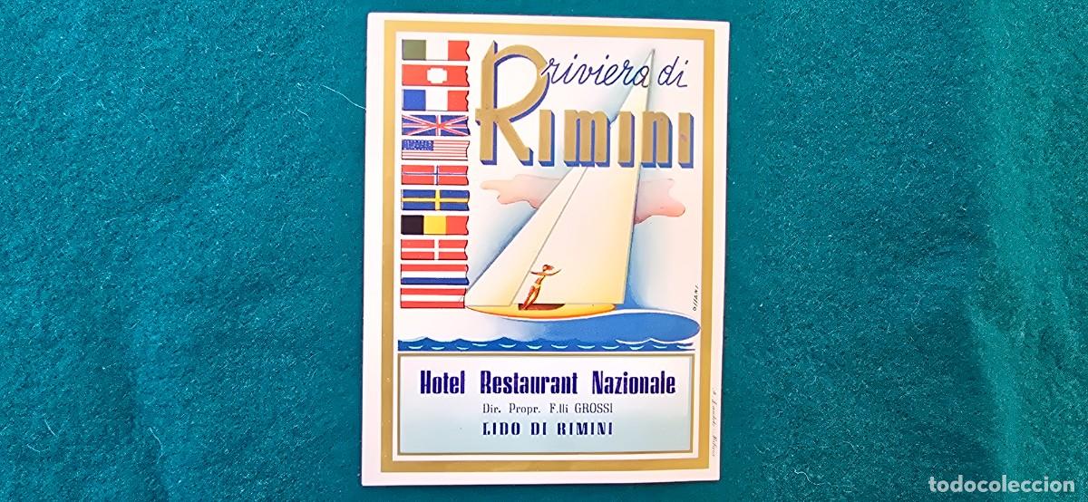 Etiquetas antiguas: ETIQUETA HOTEL RIVIERA DI RIMINI - ITALIA