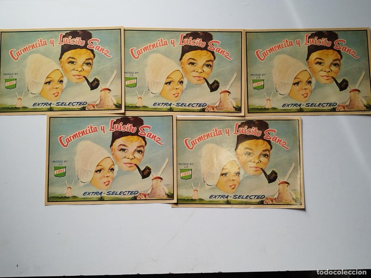 Etiquetas antiguas: Lote de 5 etiquetas de naranjas Carmencita y Luisito Sanz