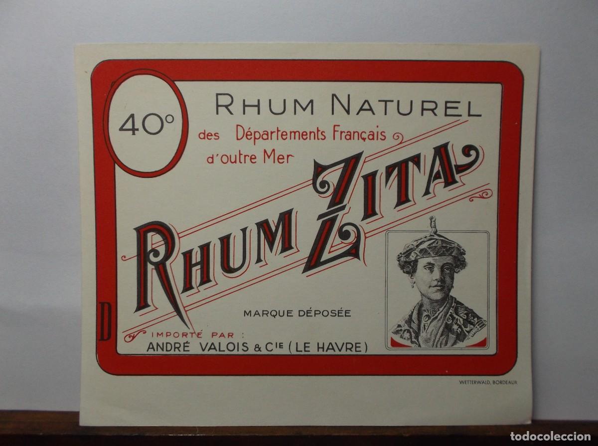 Etiquetas antiguas: ETIQUETA DE RHUM ZITA - ANDRE VALOIS & Cie - LE HAVRE.