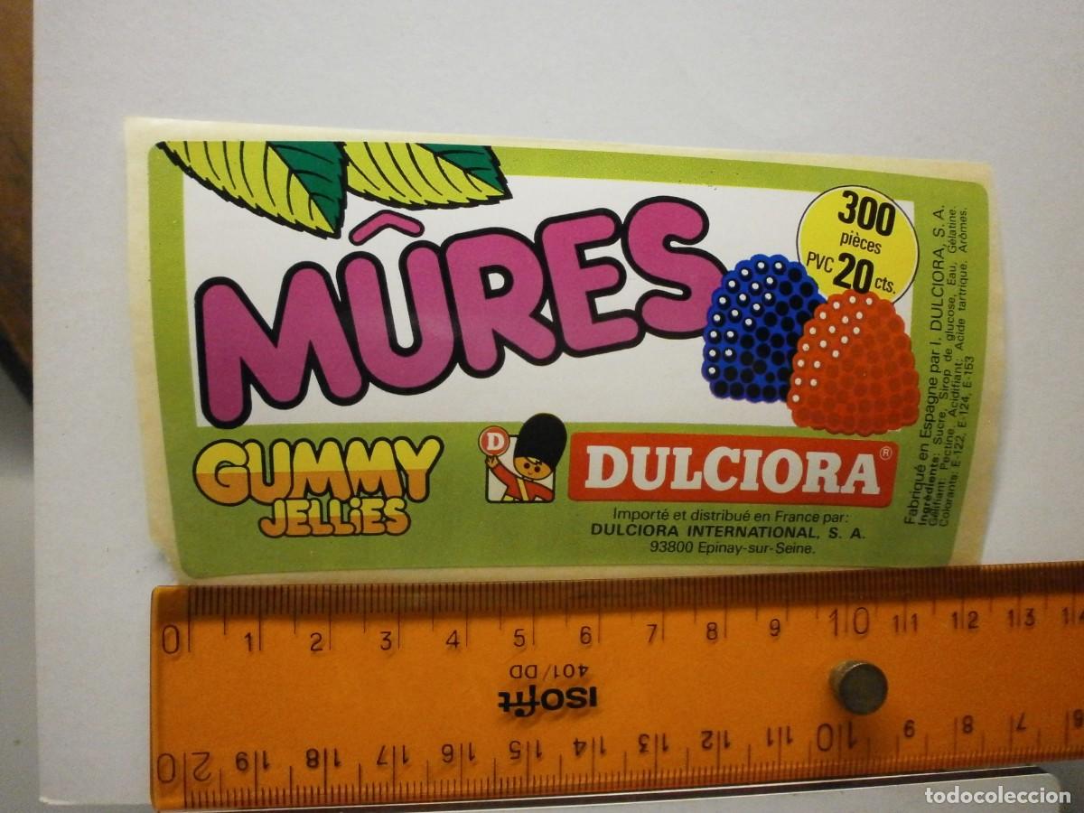 Etiquetas antiguas: etiqueta pegatina bote de caramelos gominolas dulciora mures a&ntilde;os 90 2000