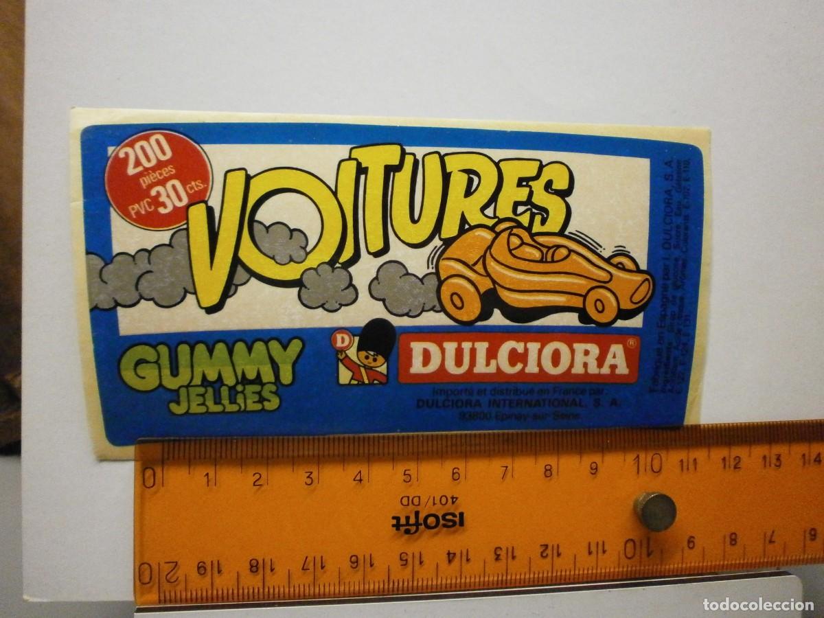 Etiquetas antiguas: etiqueta pegatina bote de caramelos gominolas dulciora voitures a&ntilde;os 90 2000