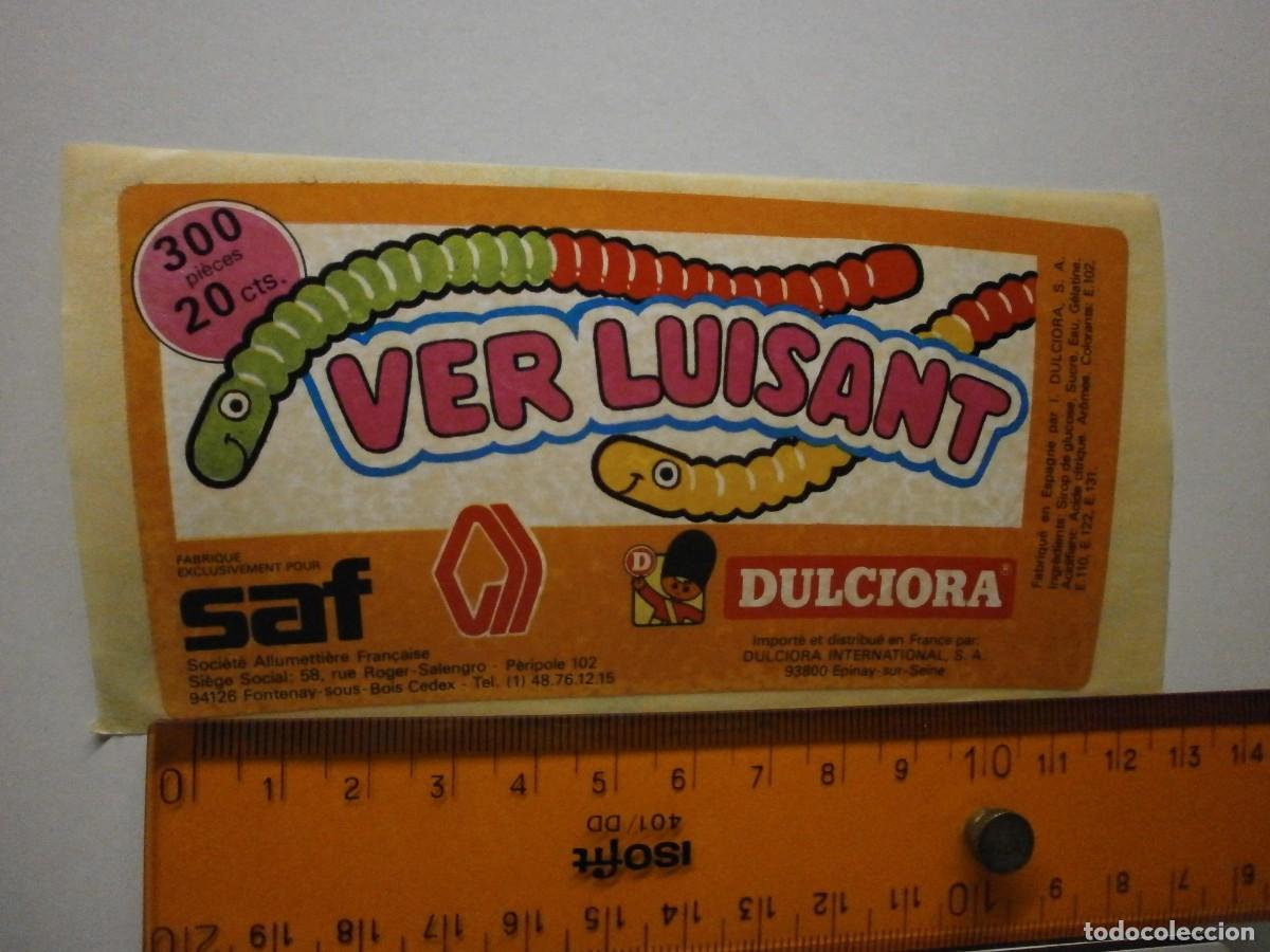 Etiquetas antiguas: etiqueta pegatina bote de caramelos gominolas dulciora ver luisant a&ntilde;os 90 2000