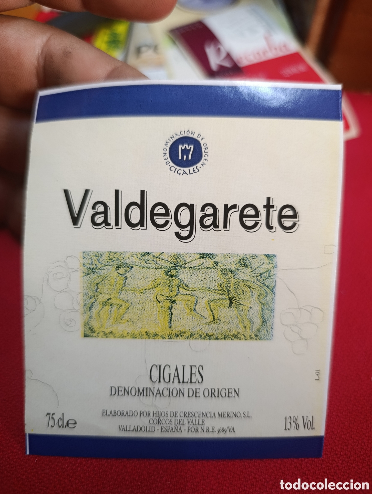 Etiquetas antiguas: Etiqueta de vino Valdegarete denominaci&oacute;n de origen cigales.