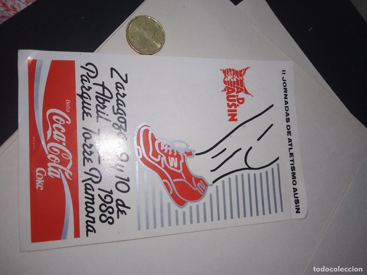 Etiquetas antiguas: Pegatina a&ntilde;os 80 Coca cola Zaragoza torre rramona &uacute;nica