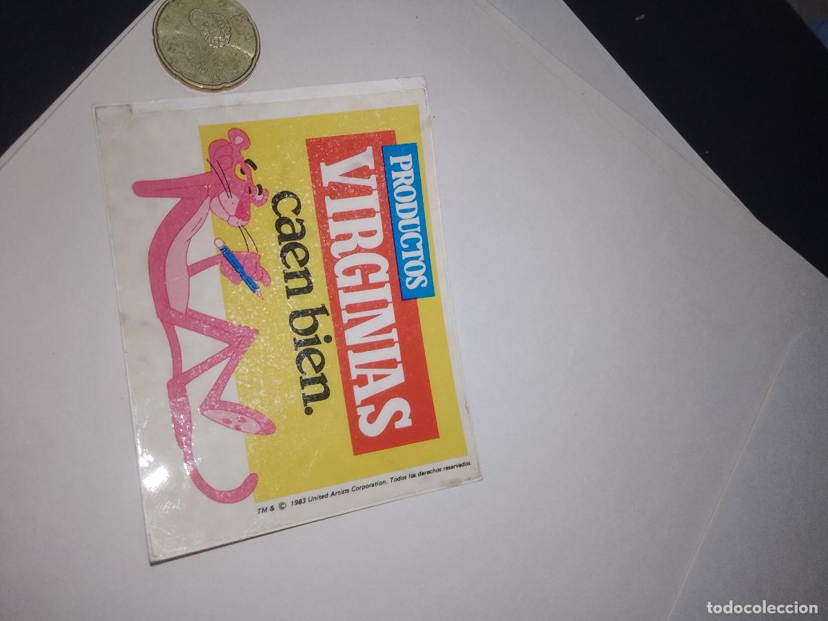Etiquetas antiguas: Pegatina a&ntilde;os 80 productos virginias Pantera rosa