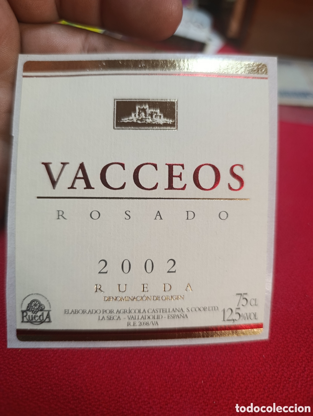 Etiquetas antiguas: Etiqueta de vino vacceos 2002 rueda