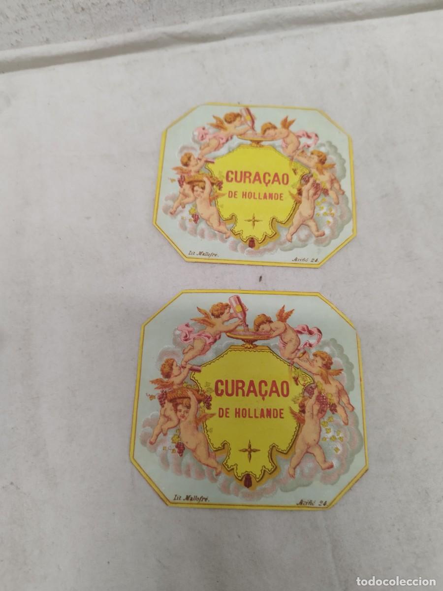 Etiquetas antiguas: Antigua etiqueta de Cura&ccedil;ao de Hollande Litograf&iacute;a Mallofr&eacute;, del siglo XIX.
